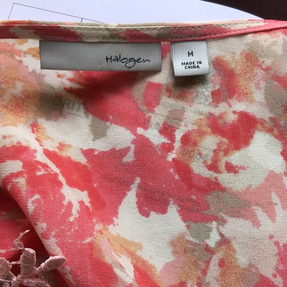Halogen Floral Silk Applique Cream Pink Tank Women's Size Medium - Picture 7 of 10